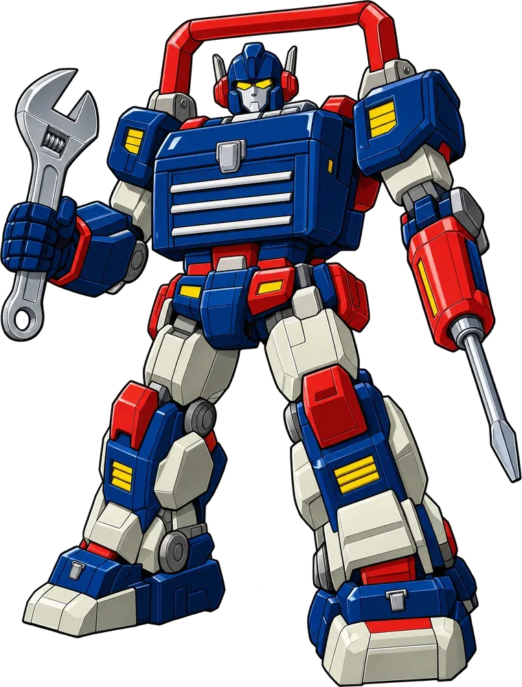 Ops & tooling in robot mode, with a callout to each included part